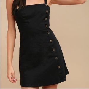 LOUETTA BLACK BUTTON-DOWN MINI DRESS